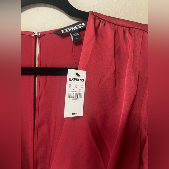 Red Satin Side Slit Dress - - Express Size 8 - Picture 2 of 5